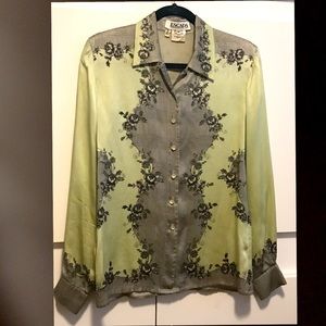 ESCADA Baroque Print Long Sleeve 100% Silk Blouse (Fits loosely a 6)